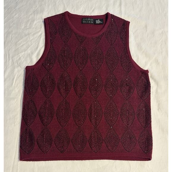Sigrid Olsen Sweaters - Sigrid Olsen Women’s Size Medium knit tank wool blend Holiday Party Evening Chic
